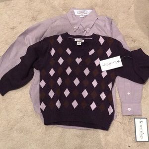 Boy button down shirt and v-neck sweater.